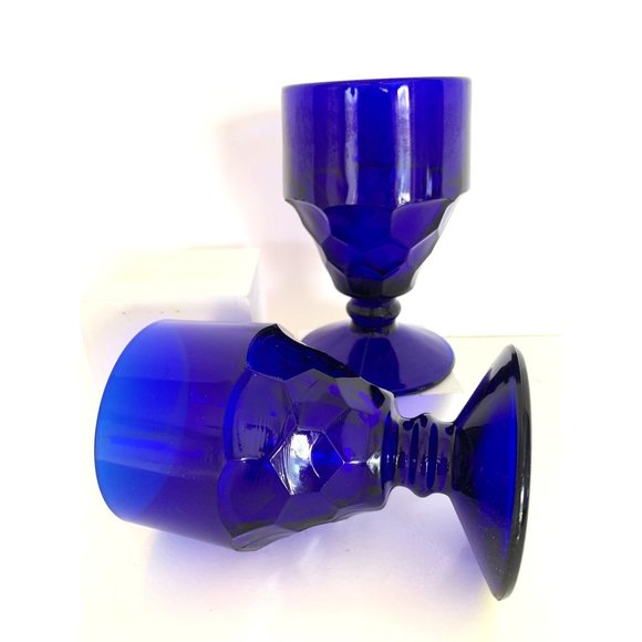 Vintage Georgian Cobalt Blue Faceted Scotch Glass - Picture 2 of 7